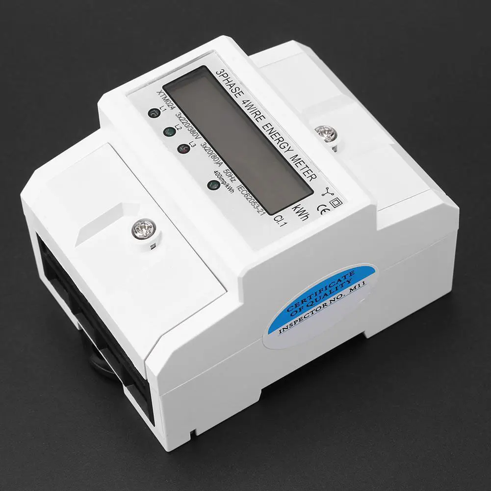 

Voltage Current Power Wattmeter Digital 3 Phase 4 Wire Electric Smart Energy Meter DIN Rail kWh Power Wattmeter