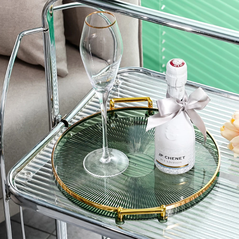 

1Pcs Tray Decoration Tray Organizer Cosmetics Storage Box Home Decoration Plate Coffee Candle Storage Rack Desktop Round Shelf