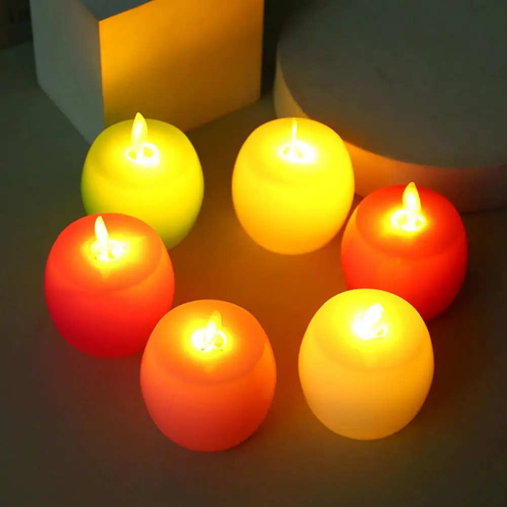 

LED Electronic Candle Glow Swing Movement Romantic Scene Props Multicolor Apple LED Glowing Candle Light For Valentine's Day