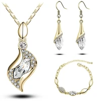 sales moda elegant luxury design new fashion a gold filled colorful austrian crystal drop jewelry sets women gift