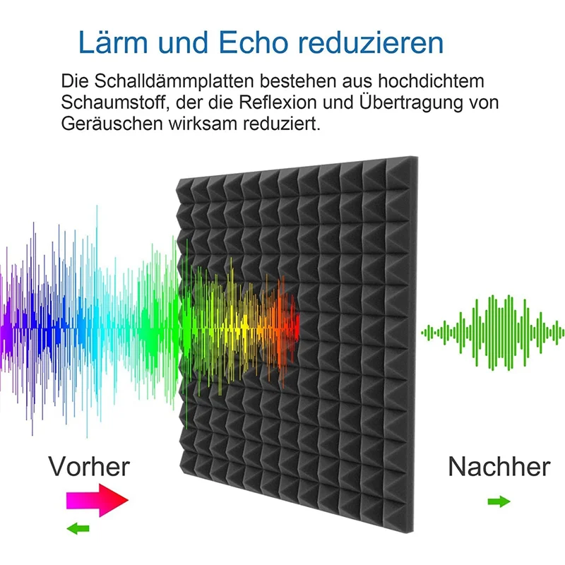 12 Pack Acoustic Foam Self-Adhesive Pyramid Sound Insulation Absorber for Studio Office Study Home