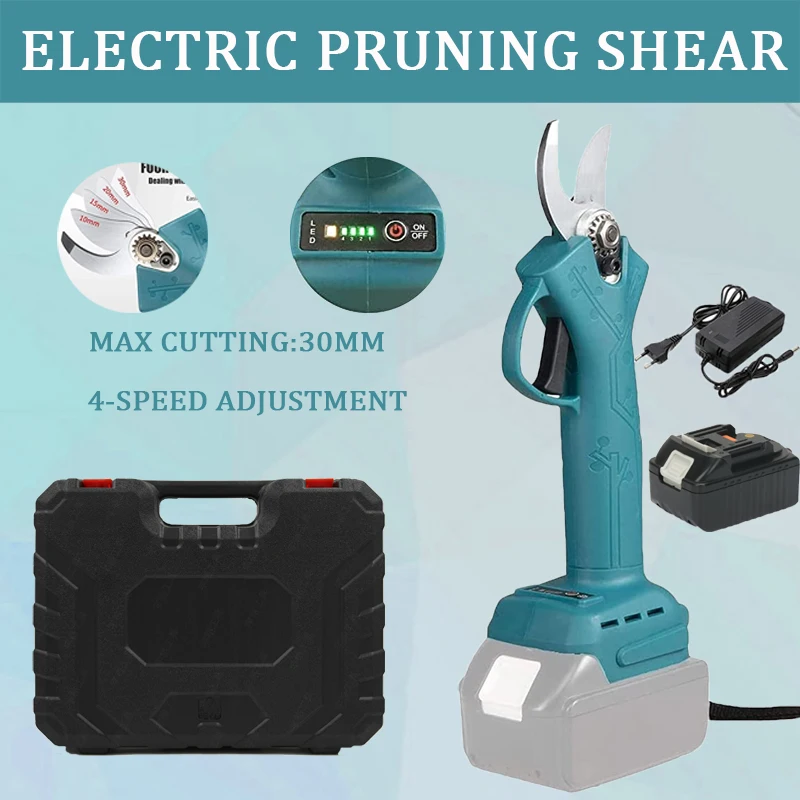 

30mm Cordless Pruner Electric Pruning Shears Scissor Branch Pruner Bonsai Pruning for Makita 18V Battery Apple Tree