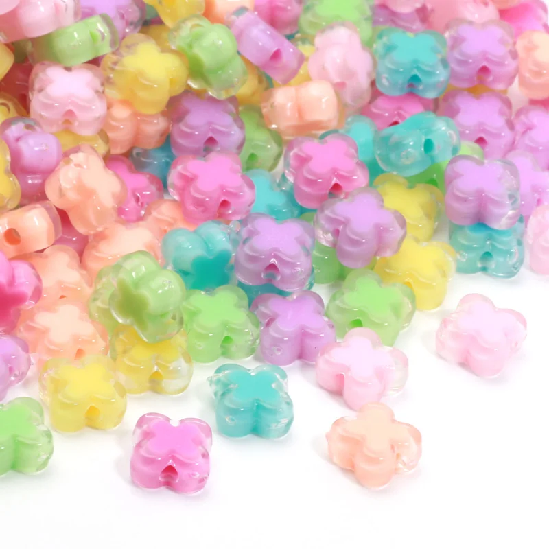 Ful Cross Bilayer 10mm Acrylic Flower Beads For Jewelry Mterial Handmade Making Keychains Hair Clip Phone Chain