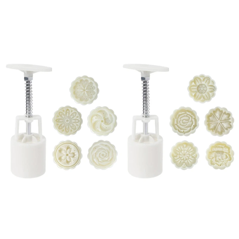 

50g Plastic Material Mooncake Molds Stamp Moon Cake Mold Cartoon Flower Shaped DIY Baking Moulds for Mid-Autumn Festival