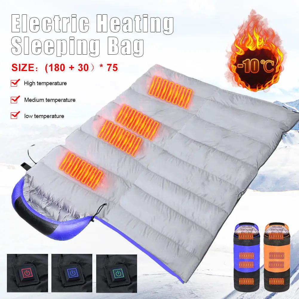 

Winter Heating Sleeping Bag Outdoor Camp Sleeping Gear Down Cotton Fast Heating Single Envelope Portable Travel Sleeping Bag