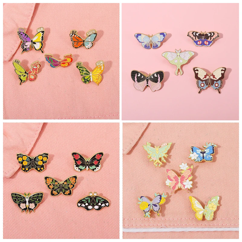 

Butterfly Series Enamel Pin Colorful Different Variety Flowers Butterfly Brooch Clothes Jewelry Accessories Gifts for Friends