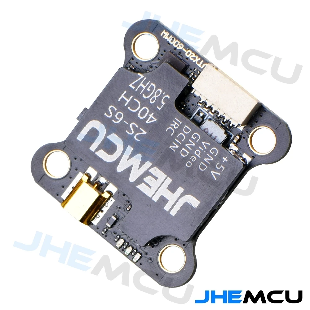 JHEMCU VTX20-600 5.8G 40CH PitMode 25mW 100mW 200mW 400mW 600mW Регулируемый передатчик видео сигнала 7-26V для гонок RC FPV и фристайла на дронах 20х20 мм.