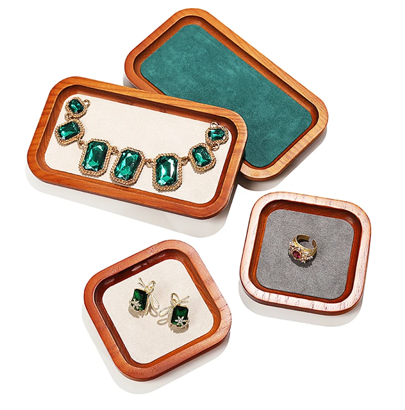 

Поднос-органайзер для ювелирных изделий, подставка из массива дерева для демонстрации колец, цепочек, браслетов, сережек-гвоздиков, винтажные принадлежности для хранения ювелирных изделий