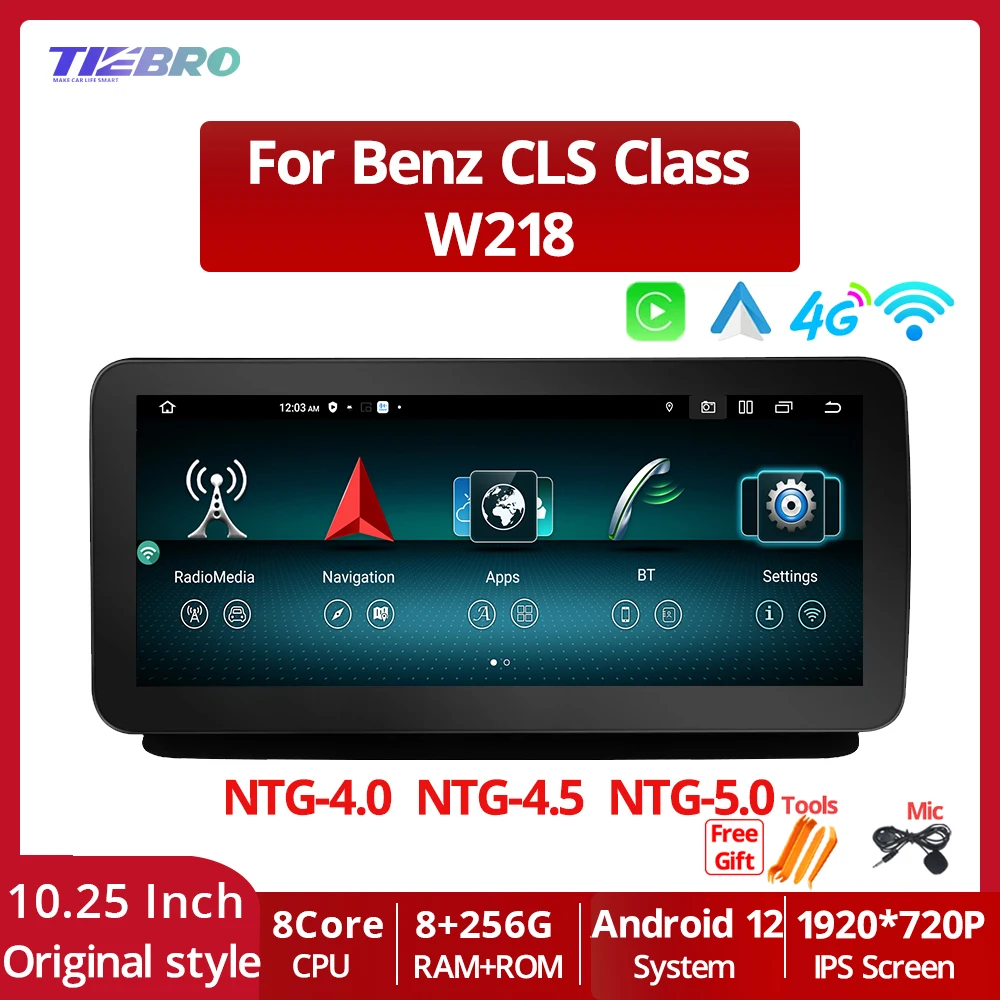 

Автомагнитола TIEBRO 10,25 дюймов Android 12 для Mercedes CLS Class W218 2011-2018 Carplay мультимедийный стерео плеер GPS-навигация головное устройство