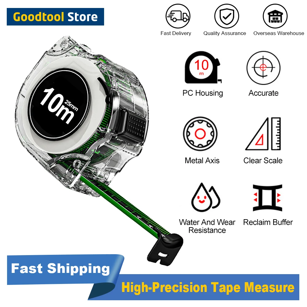 Высокоточная рулетка для измерения, флуоресцентная цветная Двусторонняя ...