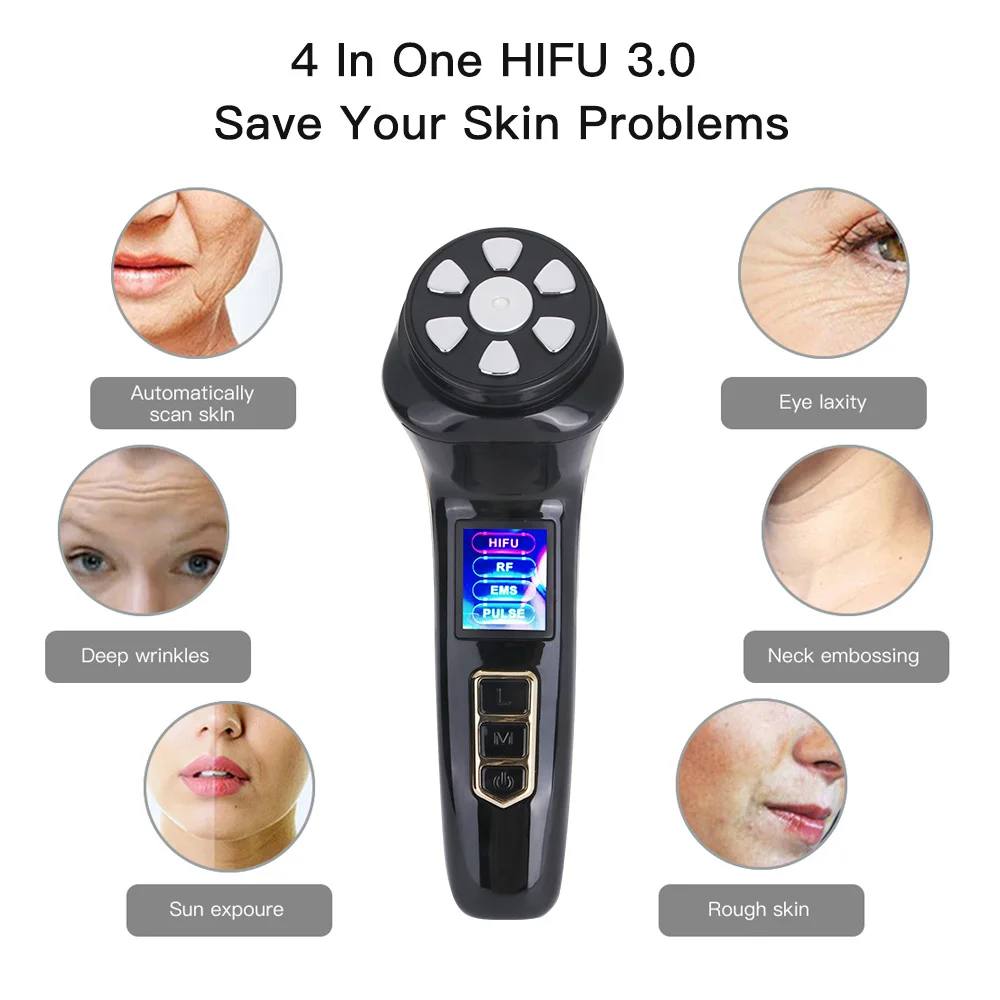 

4 in 1 Mini Hifu Machine Ultrasound RF EMS PULSE Facial Beauty Device Neck Lifting Skin Tightening Anti Wrinkle Face Massager