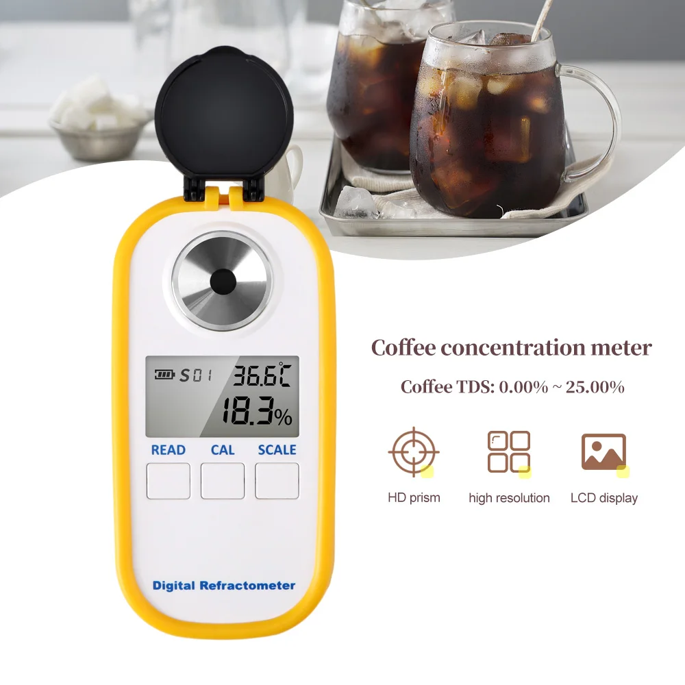 

2-in-1 Auto Digital Refractometer For Coffee Hydrometer Brix TDS Concentration Meter Tester Detector High Precision Measure Tool