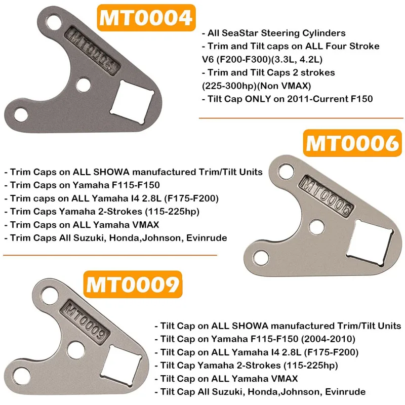 Outboard Trim/Tilt Pin Wrench Set MT0004 & MT0006 & MT0009 For All Yamaha Suzuki Johnson Evinrude Hydraulic Steering End Caps enlarge