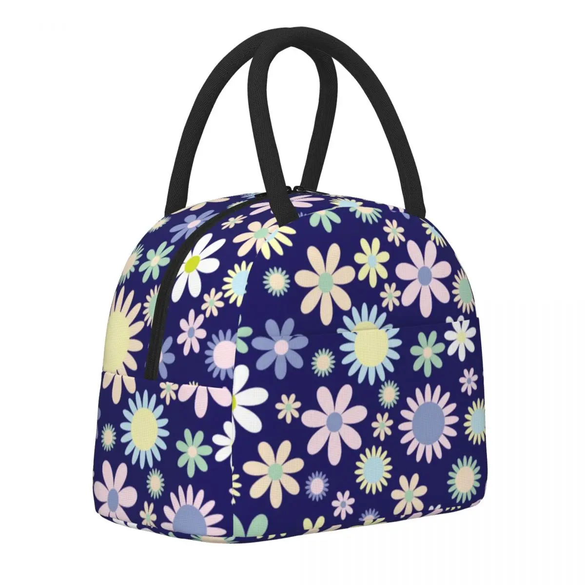

Field Of Daisy Lunch Bag Colorful Floral Print Portable Zipper Lunch Box Office Cooler Bag Fashion Oxford Thermal Lunch Bags