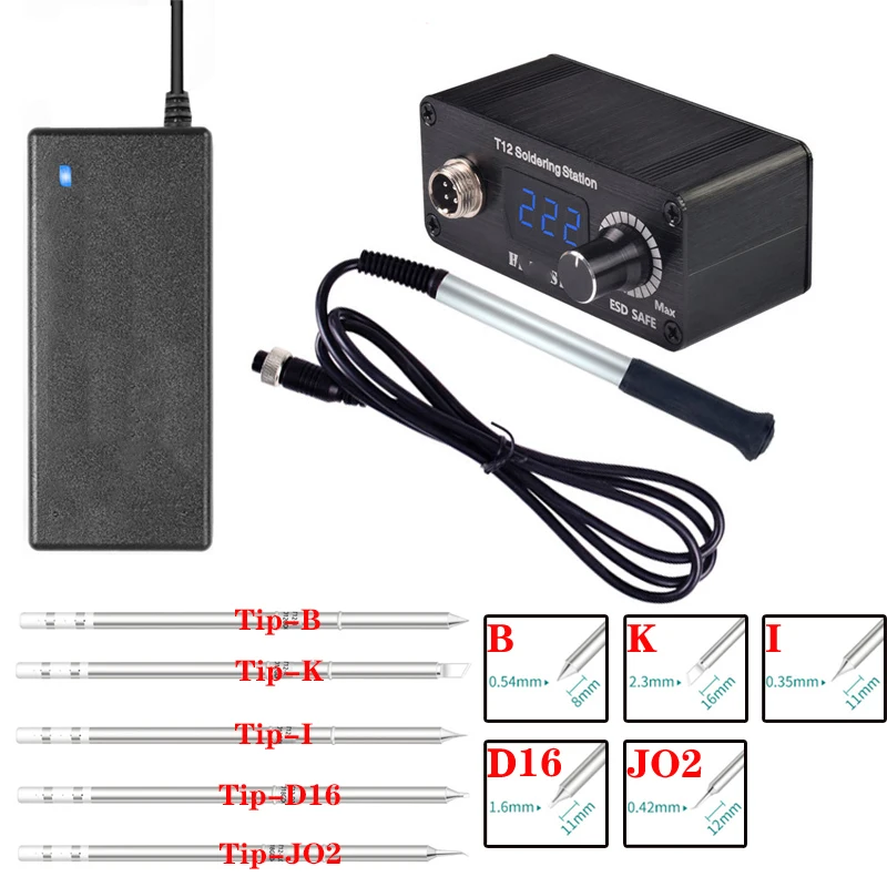 

Soldering Station T12 Mini Digital Dual Voltage Repair Soldering Iron Equipment Portable Home Electronics Repair Tool Set
