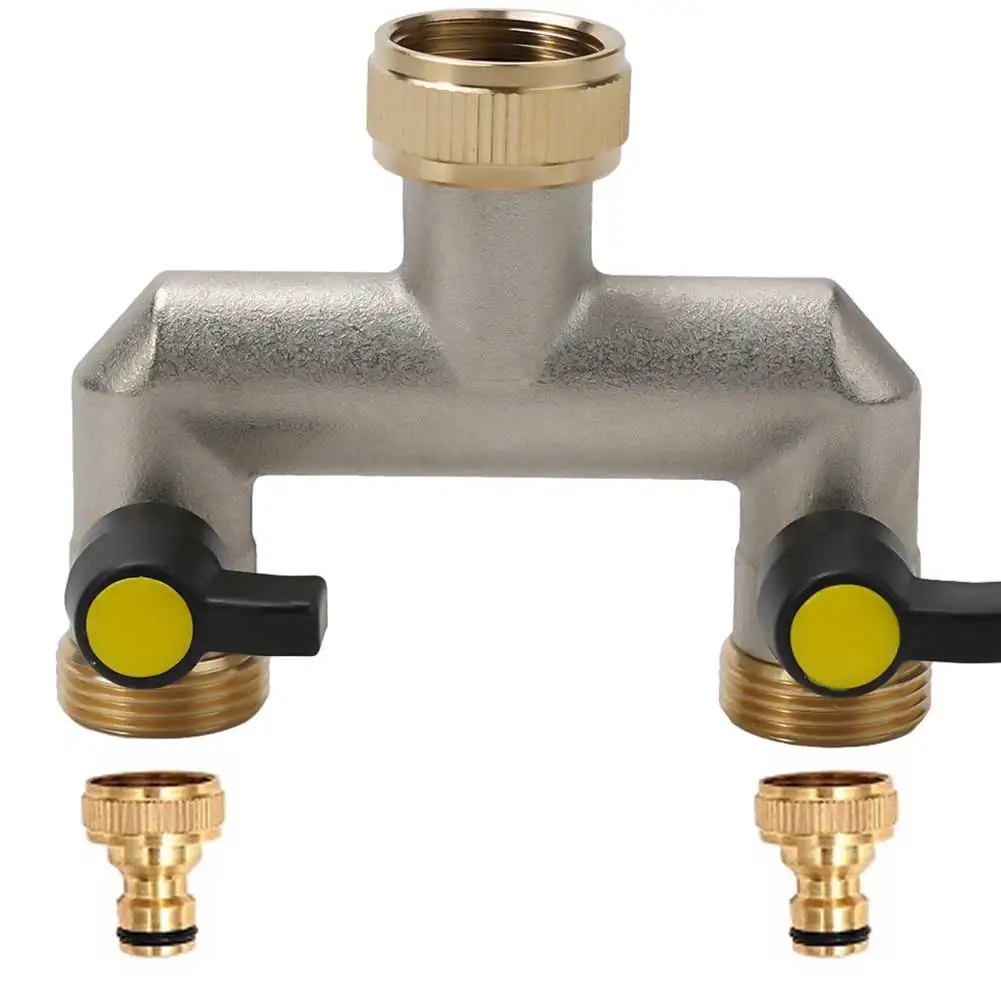 

3/4 Inch 2 Way Brass Tap Splitter Brass Plastic Garden Hose Splitter Watering Connector Garden Tap For Outdoor Irrigation