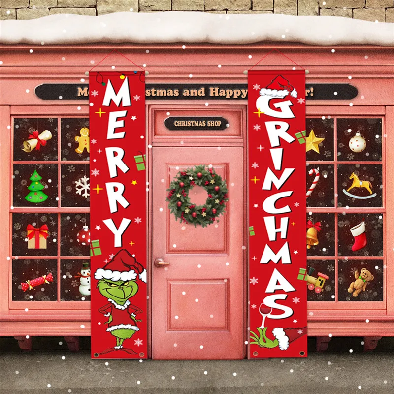 

Новогоднее и Рождественское украшение для дома, яркий баннер, дверная занавеска, Рождество, 2022