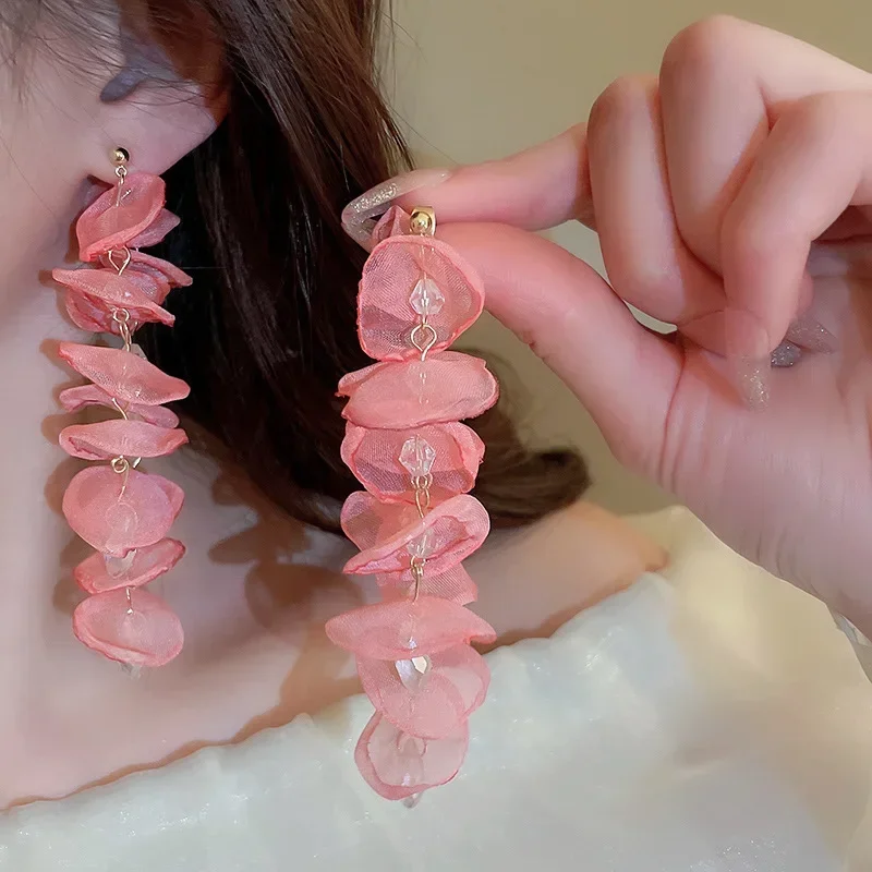 Висячие серьги Draweye с цветами и жемчугом для женщин милые корейские модные