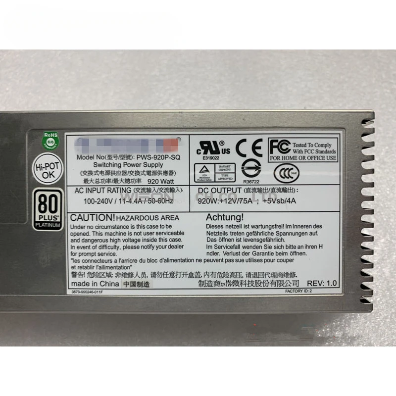 Блок питания для PWS-920P-SQ PWS-920P-1R PWS-801-1R PWS-721P-1R PWS-1K21P-1R Бесплатная доставка