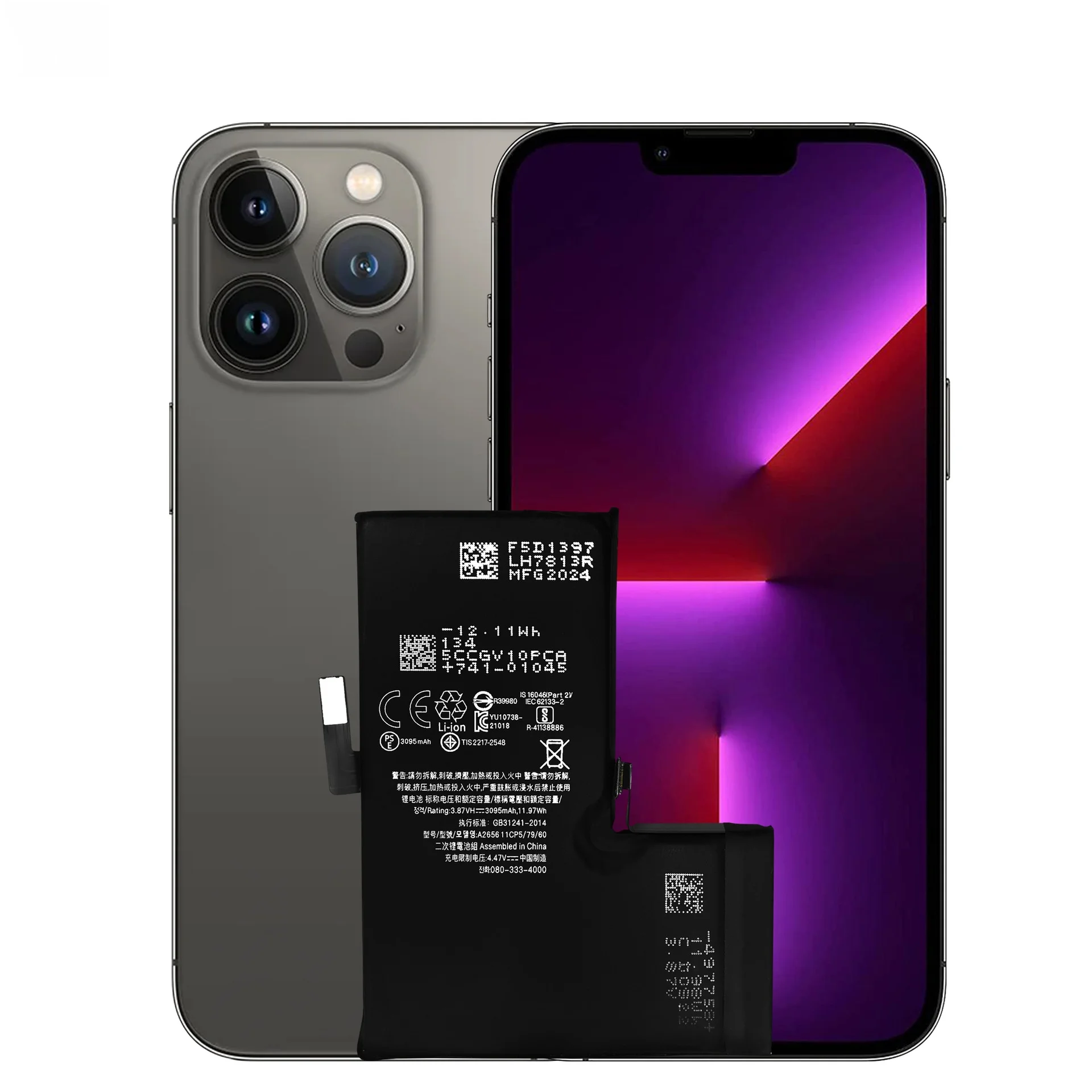 Фото Аккумулятор 3095 мАч для iPhone 13 Pro (модели A2638, A2483, A2636, A2639, A2640) с 100% зарядом и без всплывающих сообщений, высококачественная литиевая батарея №4