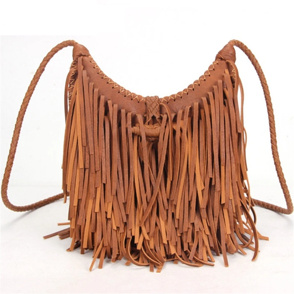 

retro women's PU leather handbag, bohemian pengpeng beach bag, high-quality hand woven handbag
