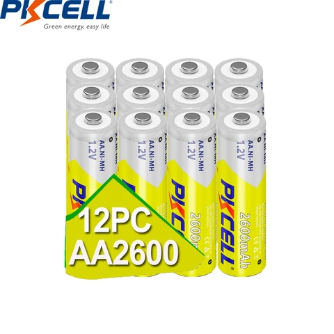 12 шт. PKCELL Ni-MH аккумуляторы AA 2600 мАч