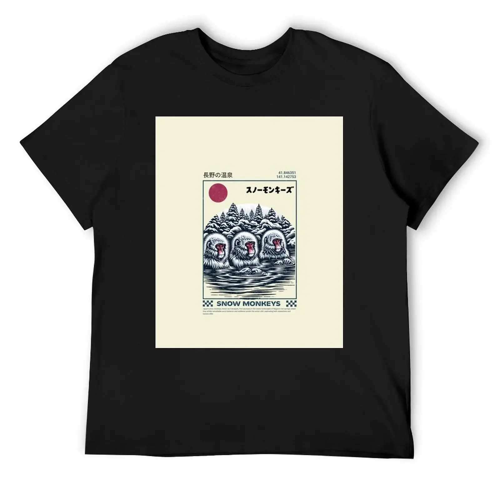 Футболка Snow Monkeys японская макация для купания в горячих источниках эстетичная