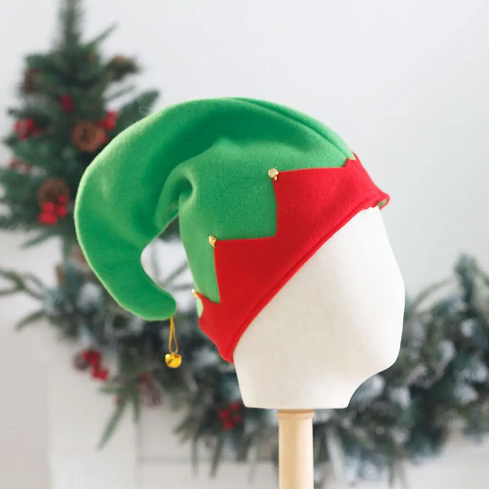 

For Men Large Plush Ball Santa Claus Elk Clown Cap Beanies Velvet Hats Women Christmas Hats Korean Winter Caps With Metal Bell