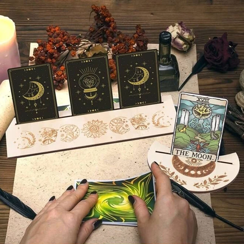 Деревянная подставка для карт в форме Луны прямоугольная алтаря деревянный