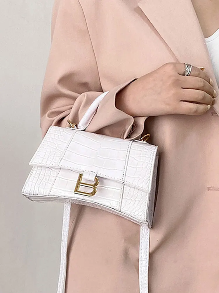 Fashion Women's Snake Skin Embossing Bags Trend Metal Decoration Portable Shoulder Bag 2023 Female Casual High Street Chic Wear