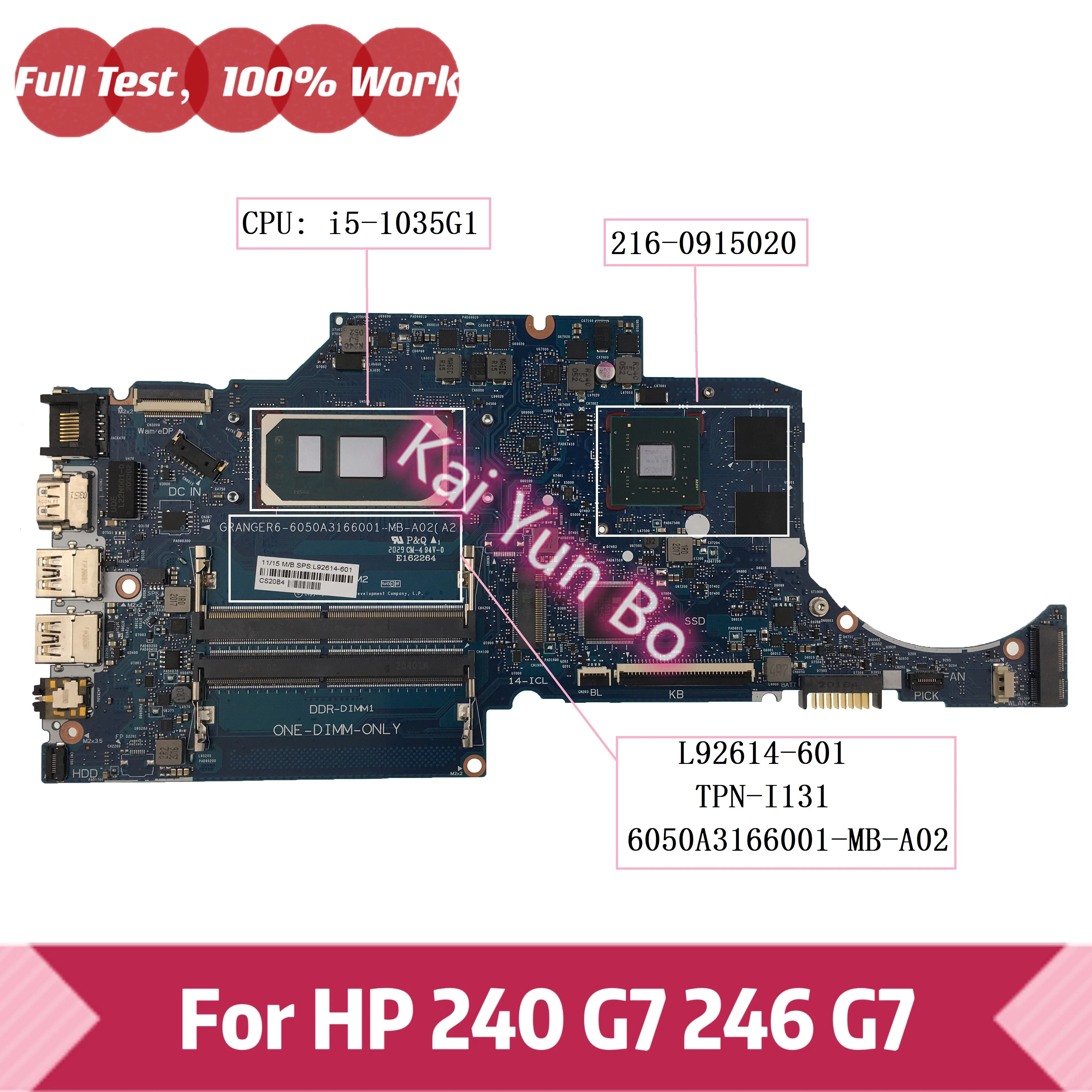 

Материнская плата ноутбука L92614-601 L92614-001 TPN-I131 6050A3166001 HP 14-CK 14-CF 240 G7 246 G7 L92614-601 L92614-001 с графическим процессором I5-1035G1 216-0915020