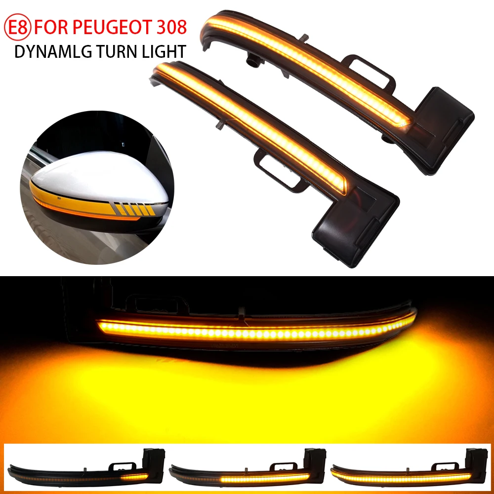 

1Pair For Peugeot 308 2013 2014 2015 2016 2017 2018 2019 Rearview Mirror Sequential Lamp LED Dynamic Turn Signal Light Car Parts