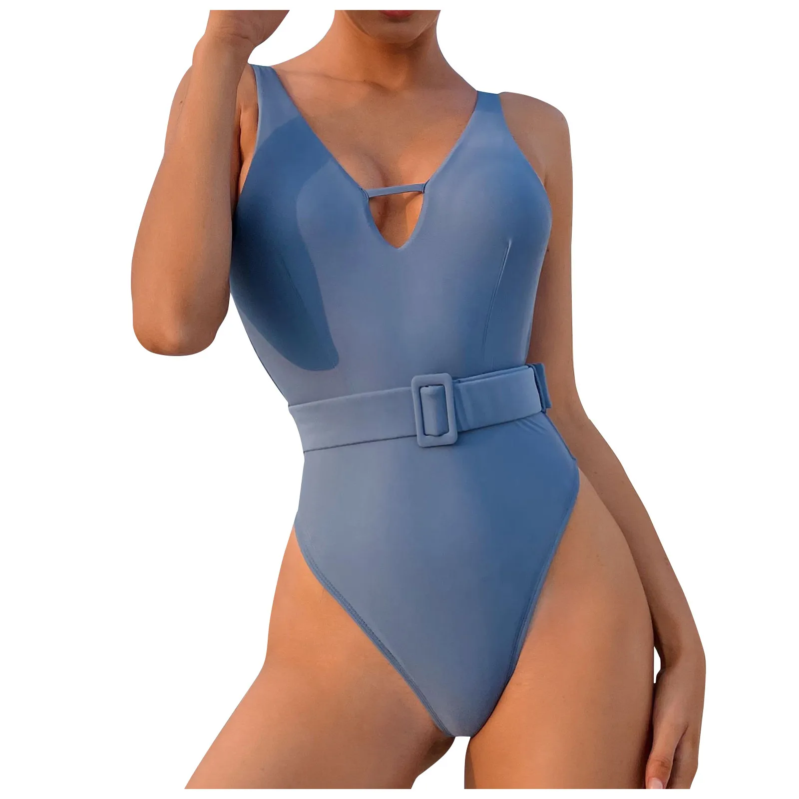 Женский однотонный Купальник с эффектом пуш-ап и завышенной талией |