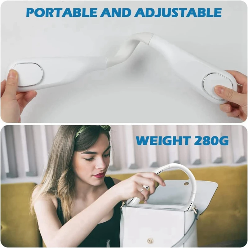 Портативный шейный вентилятор 4000 мАч перезаряжаемый безлопастной подвесной 3