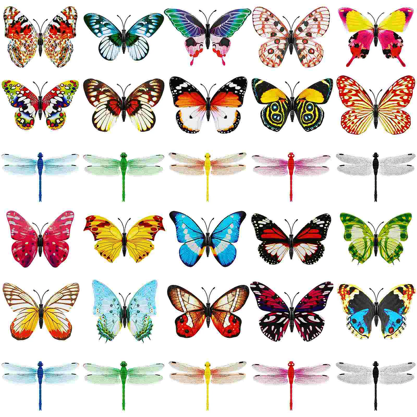 

30pcs Butterfly Stakes Decors Yard Ornaments Dragonfly Garden Stakes for Pathway Patio