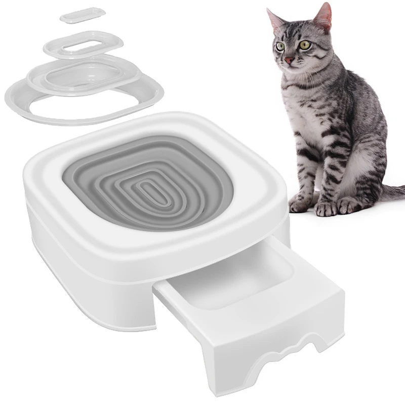 

Cats Cat Toilet Learn Use Toilet Trainer Plastic Box Base Litter Training Toilet Training With Reusable Cat To Toilet The Cats