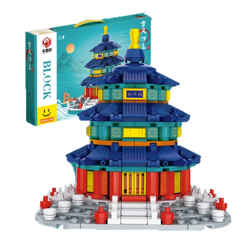 

Building Blocks Chinese Style Four Famous Buildings Hall of Supreme Harmony Yellow Crane Tower Architectural Assembled Toys