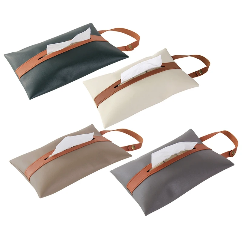 

Hanging Armrest Box Leather Tissue Bag Hangable Paper Bag