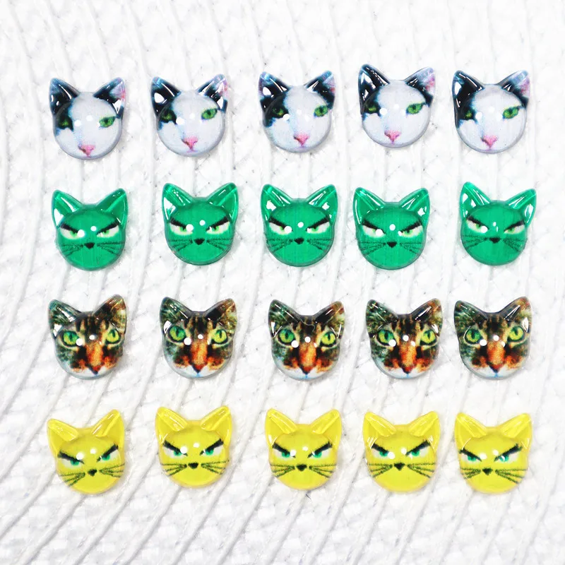 

100Pcs Nail Art Kawaii Decoration Crafts Cat Charms Resin Multi-Colors Cat Shaped Rhinestones UV Gel