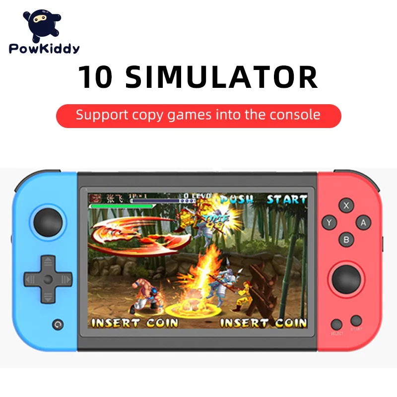 POWKIDDY 2022 X51 New Handheld Game Console 5 Inch Large Screen Children Gift Toy Game Player Supports Controllers PS1 Emulator