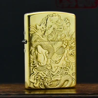 zorro copper 3d relief prajna lion kerosene lighter windproof bright torch play cigarette accessories collection gift