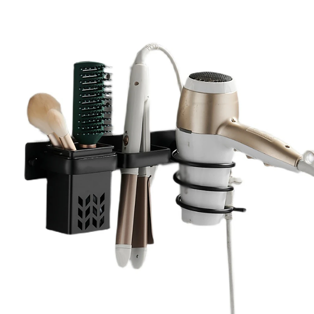 

Wall-Mounted Punch Hair Dryer Holder Comb Straight Hair Stick Curling IronStorage Rack for Bathroom Powder Room Hair Salon