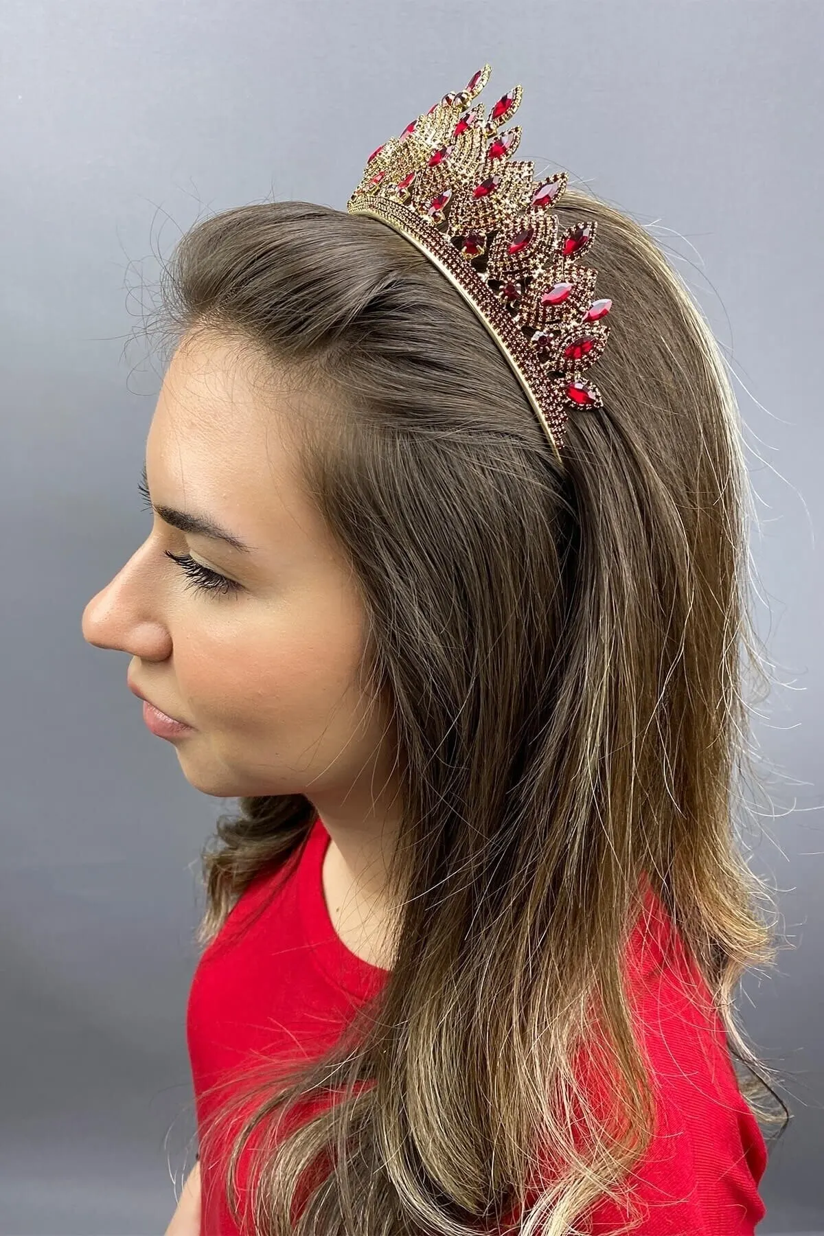 

Bridal Accessories Wedding Bridal Crown Claret Red Hera Model Bridal Crown Wedding For Bride And Bridesmaids