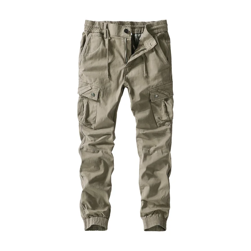 

Pants Cargo Men Military Cotton Elasticity Mens Trousers Streetwear Multi-Pocket Army Green Washed Joggers Casual Pantalon Homme