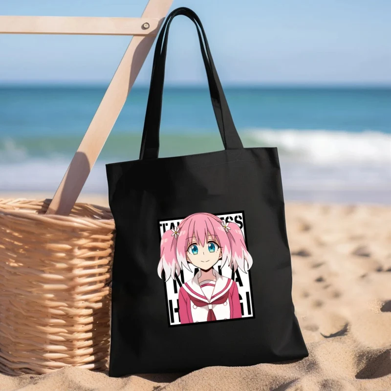 Женская Холщовая Сумка-тоут Munou черная большая Повседневная без бретелек для