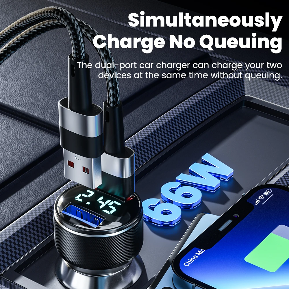 Автомобильное зарядное устройство Elough с USB C прикуриватель быстрая зарядка QC3.0 в