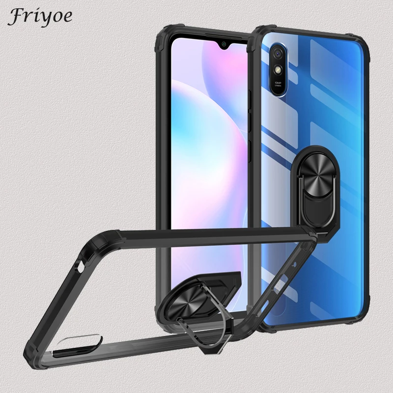

Back Cover For Xiaomi Redmi 9A Ring Kickstand Magnetic Holder Shockproof Case Coque