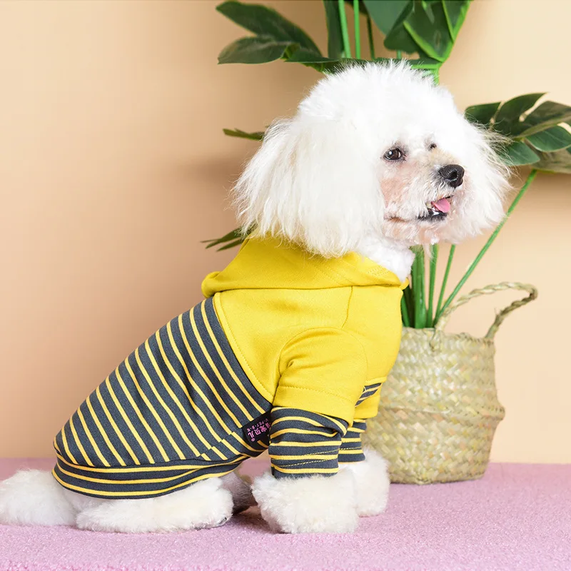 

Одежда для собак, толстовки в полоску, тонкая одежда для домашних животных на весну и осень, одежда для домашних животных с двумя ногами