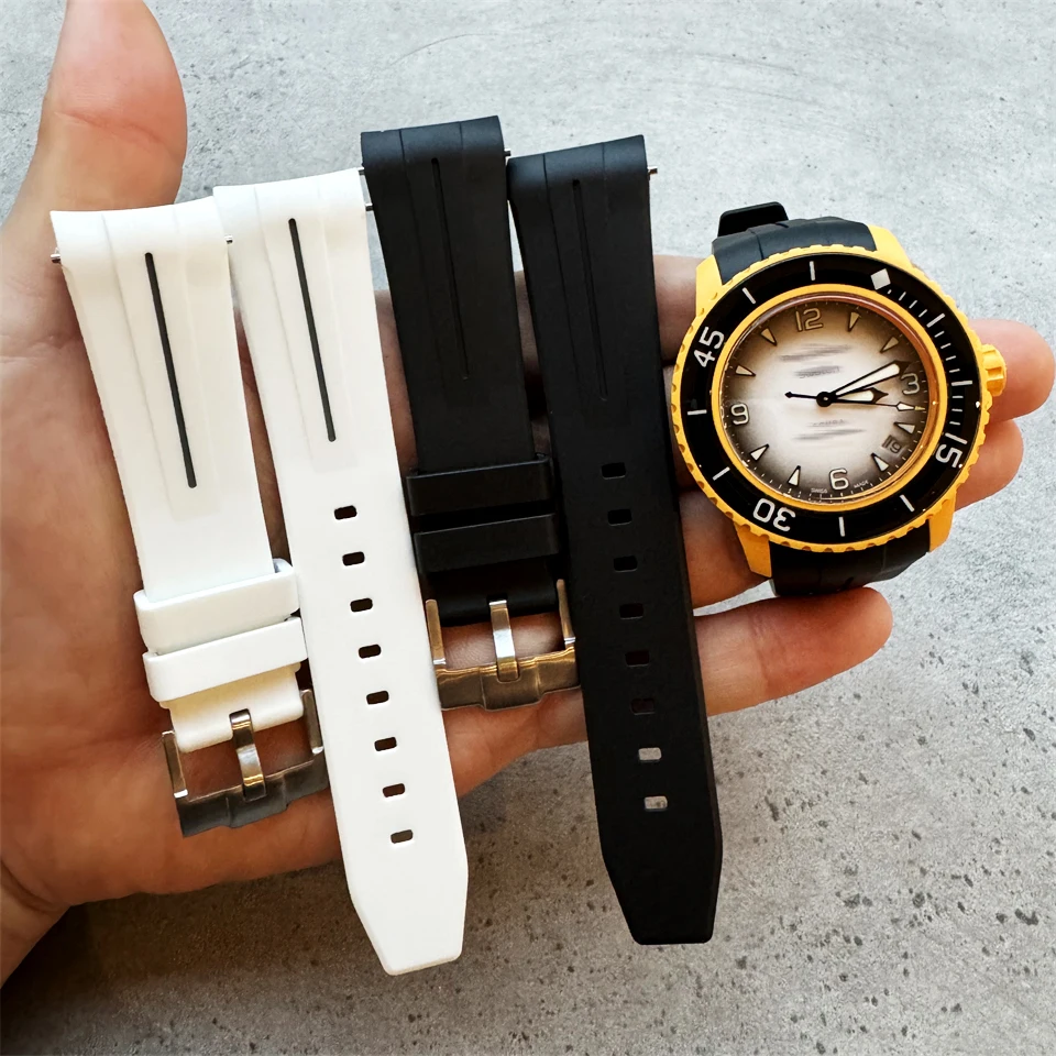 Черно-белый цвет быстросъемный силиконовый ремешок для часов Blancpain Swatch модный