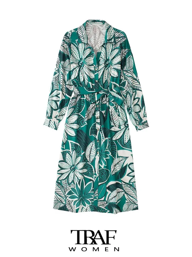 

Платье-рубашка средней длины с поясом и рукавом три четверти